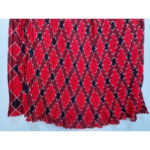 Cathy Daniels Women's Pleated Skirt Elastic Waist Lined Stretch Plaid Size M Red - Picture 10 of 11